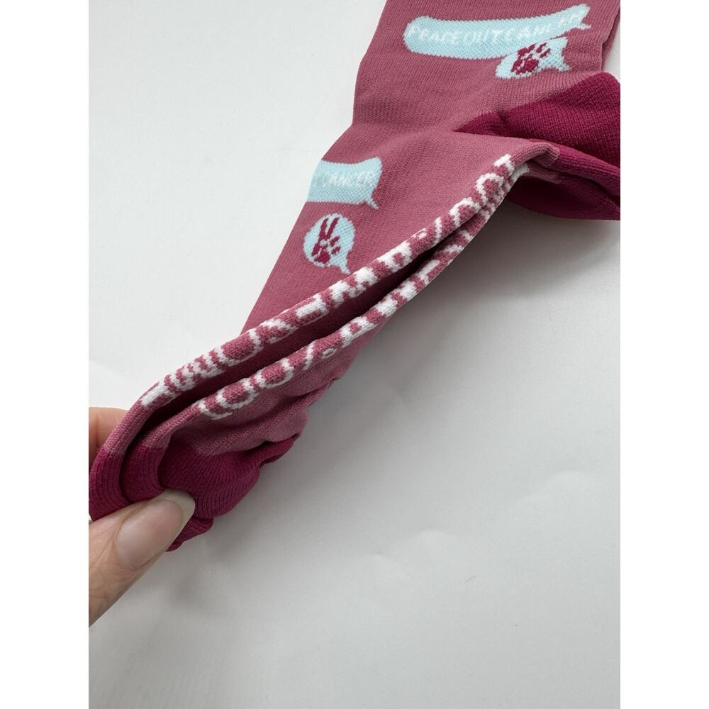 NWT FIGS Compression 100% Awesome Socks Pink Womens Size Small Peace Out Cancer - Picture 6 of 8